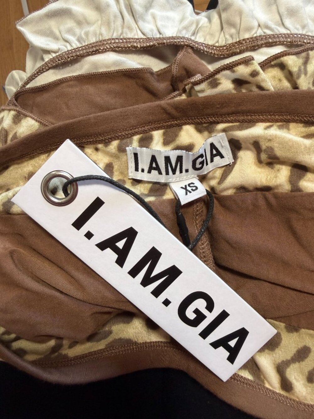 NWT I.AM.GIA Michelle Leopard Ruffle Micro Mini Skort and Boob Tube XS - Picture 8 of 9